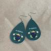 imageGreen Teardrop Leather Dangle Earrings for Women Faux Leather St Patricks Day Shamrock Clover Statement Drop Fish Hook Stud Earring Lightweight Festival Holiday Party Jewelry Souvenirs