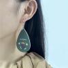 imageGreen Teardrop Leather Dangle Earrings for Women Faux Leather St Patricks Day Shamrock Clover Statement Drop Fish Hook Stud Earring Lightweight Festival Holiday Party Jewelry Souvenirs