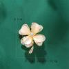 imageRhinestone Cats Eye Clover Leaf Brooch Pin for Women Gold Plated Fashion Heart Love Shamrock Flower Brooches Lapel Pins Lucky Dress Accessories Mothers Birthday Holiday Jewelry Gift