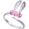 imageDtja Pink CZ Rabbit Statement Stacking Ring for Women Silver Plated Love Heart Star Crystal Zirconia Animal Bunny Pet Ear Adjustable Promise Open Wrap Finger Rings Comfort Fit Easter Birthday Jewelry