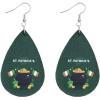 imageGreen Teardrop Leather Dangle Earrings for Women Faux Leather St Patricks Day Shamrock Clover Statement Drop Fish Hook Stud Earring Lightweight Festival Holiday Party Jewelry Souvenirs