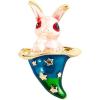 imageMagic Bunny Rabbit Brooch Pin for Women Girls Unisex Gold Plated Enamel Hat Animal Pet Brooches Lapel Pins Dainty Easter Holiday Jewelry Gift for Daughter Son