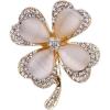 imageRhinestone Cats Eye Clover Leaf Brooch Pin for Women Gold Plated Fashion Heart Love Shamrock Flower Brooches Lapel Pins Lucky Dress Accessories Mothers Birthday Holiday Jewelry Gift
