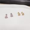 image20g Tiny Cute Mouse Stud Sterling Silver Earrings for Women Cubic Zirconia Mini Small Barbell Ball Studs Cartilage Tragus 4 mm Bead Screw Back Piercing Body Jewelry Holiday Birthday Souvenir GiftsGold Pink