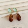 imageVintage Amber Teardrop Dangle Earrings for Women Girls Hypoallergenic Lightweight Big Waterdrop Resin Statement Drop Dangling Stud Earrings Antique Holiday Birthday Theme Party Jewelry Gifts