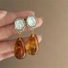 imageVintage Amber Teardrop Dangle Earrings for Women Girls Hypoallergenic Lightweight Big Waterdrop Resin Statement Drop Dangling Stud Earrings Antique Holiday Birthday Theme Party Jewelry Gifts