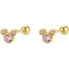image20g Tiny Cute Mouse Stud Sterling Silver Earrings for Women Cubic Zirconia Mini Small Barbell Ball Studs Cartilage Tragus 4 mm Bead Screw Back Piercing Body Jewelry Holiday Birthday Souvenir GiftsGold Pink
