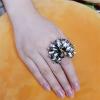 imageCZ Peacock Stretch Wedding Ring for Women Girls Silver Plated AB Crystal Vintage Animal Tail Statement Expandable Band Knuckle Rings Comfort Fit Finger Size 65 to 9 Retro Boho Y2K Jewelry Dainty Gift