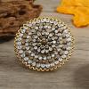 imageDtja Boho Exaggerated CZ Statement Ring for Women Adjustable Bohemian Antique Mosaic Crystal Expandable Big Open Wrap Finger Rings Comfort Fit Retro Indian Bollywood Style Jewelry Gold Flower