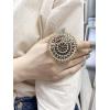 imageDtja Boho Exaggerated CZ Statement Ring for Women Adjustable Bohemian Antique Mosaic Crystal Expandable Big Open Wrap Finger Rings Comfort Fit Retro Indian Bollywood Style Jewelry Gold Flower