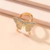 imageDtja CZ Butterfly Engagement Statement Ring for Women Gold Plated Adjustable Expandable Cubic Zirconia Crystal Finger Rings Comfort Fit Fashion Wedding Birthday Y2K Party Promise Jewelry
