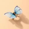 imageDtja CZ Chiffon Butterfly Statement Ring for Women Silver Tone Expandanble Adjustable Blue Wings Open Wrap Rings Comfort Fit Vintage Wedding Engagement Valentine Party Jewelry