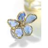 imageDtja Shiny Crystal Flower Statement Ring for Women Girls Gold Plated Bling CZ Delicate Lightweight Adjustable Expandable Open Wrap Finger Rings Comfort Fit Boho Y2K Jewelry Wedding Birthday ChristmasBlue