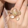 imageDtja Shiny Crystal Flower Statement Ring for Women Girls Gold Plated Bling CZ Delicate Lightweight Adjustable Expandable Open Wrap Finger Rings Comfort Fit Boho Y2K Jewelry Wedding Birthday ChristmasClear