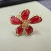 imageDtja Shiny Crystal Flower Statement Ring for Women Girls Gold Plated Bling CZ Delicate Lightweight Adjustable Expandable Open Wrap Finger Rings Comfort Fit Boho Y2K Jewelry Wedding Birthday ChristmasRed