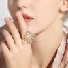 imageDtja Shiny Crystal Flower Statement Ring for Women Girls Gold Plated Bling CZ Delicate Lightweight Adjustable Expandable Open Wrap Finger Rings Comfort Fit Boho Y2K Jewelry Wedding Birthday ChristmasClear