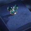 imageGreen CZ Butterfly Statement Ring for Women Hypoallergenic Gold Plated Adjustable Expandable Open Wrap Rings Comfort Fit Art Deco Fashion Birthday Wedding Party Jewelry