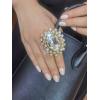 imageVintage Big CZ Statement Ring for Women Antique Mosaic Crystal Expandable Adjustable Open Wrap Engagement Wedding Cocktail Party Rings Comfort Fit Art Deco Jewelry
