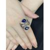 imageVintage Double CZ Teardrop Wedding Engagement Statement Ring for Women Girls Silvery Twisted Cross Imitation Sapphire Birthstone Retro Boho Birthday Promise Cocktail Party Jewelry Gift Size 8