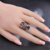 imageVintage Double CZ Teardrop Wedding Engagement Statement Ring for Women Girls Silvery Twisted Cross Imitation Sapphire Birthstone Retro Boho Birthday Promise Cocktail Party Jewelry Gift Size 8
