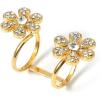 imageCZ Double Flower Statement Rings for Women Girls 14K Gold Plated Adjustable Expandable Long Wrap Finger Ring Comfort Fit Dainty Wedding Birthday Cotail Party Jewelry Size 79