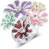 imageColorful Daisy Flower Statement Ring for Women Girls Vintage Expandable Adjustable CZ Wedding Finger Rings Comfort Fit Elegant Birthday Holiday Party Jewelry