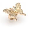 imageDtja CZ Butterfly Engagement Statement Ring for Women Gold Plated Adjustable Expandable Cubic Zirconia Crystal Finger Rings Comfort Fit Fashion Wedding Birthday Y2K Party Promise Jewelry