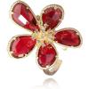 imageDtja Shiny Crystal Flower Statement Ring for Women Girls Gold Plated Bling CZ Delicate Lightweight Adjustable Expandable Open Wrap Finger Rings Comfort Fit Boho Y2K Jewelry Wedding Birthday ChristmasRed