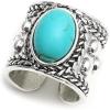 imageDtja Turquoise Adjustable Open Wide Band Ring for Women Girls Vintage Boho Ball Bead Blue Stone Knuckle Finger Rings Comfort Fit Bohemian Birthday Christmas Retro Party Jewelry Gift