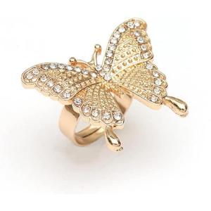 imageDtja CZ Butterfly Engagement Statement Ring for Women Gold Plated Adjustable Expandable Cubic Zirconia Crystal Finger Rings Comfort Fit Fashion Wedding Birthday Y2K Party Promise Jewelry
