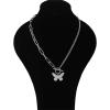 imageDtja Butterfly Toggle Clasp Stainless Steel Choker Pendant Necklace for Women Girls Fashion Punk Rock Safety Pin Link Charm Chain OT Clasps BFF Y2K Jewelry Gift 18 Inch
