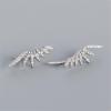 imageSmall CZ Feather Cuff Wrap Earrings for Women 925 Sterling Silver Cubic Zirconia Leaf Climber Crawler Hypoallergenic Dangle Drop Jewelry Birthday Wedding Anniversary