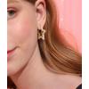 imageFaux Pearl Star Hoop Dangle Stud Earrings for Women Girls Gold Plated Dipped Geometrical Huggie Open Hoops Drop Hypoallergenic Lucky Post Birthday Wedding Gift for Friends