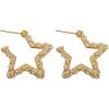 imageFaux Pearl Star Hoop Dangle Stud Earrings for Women Girls Gold Plated Dipped Geometrical Huggie Open Hoops Drop Hypoallergenic Lucky Post Birthday Wedding Gift for Friends