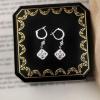 imageCZ Vintage Dangle Hoop Earrings for Women S925 Sterling Silver with Charms SilverTone Pave Cubic Zirconia Leverback Filigree Flower Dangling Stud Wedding Retro Bridal Prom Antique Jewelry