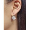 imageCZ Wedding Daisy Flower Earrings for Women Silver Plated Cubic Zirconia Cute Sunflower Small Hoop Lever Back Huggie Hoops Earring Nickel Free Birthday Party Vacation Jewelry Gift Clear