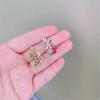 imageDainty Colored CZ Flower Dangle Earrings for Wonen 925 Sterling Silver Post Hypoallergenic Rectangle Gold Charms Drop Stud Elegant Pink Green Crystal Wedding Birthday Party Jewelry for Her