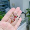 imageDainty Colored CZ Flower Dangle Earrings for Wonen 925 Sterling Silver Post Hypoallergenic Rectangle Gold Charms Drop Stud Elegant Pink Green Crystal Wedding Birthday Party Jewelry for Her