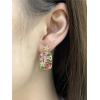imageDainty Colored CZ Flower Dangle Earrings for Wonen 925 Sterling Silver Post Hypoallergenic Rectangle Gold Charms Drop Stud Elegant Pink Green Crystal Wedding Birthday Party Jewelry for Her