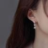 imageDouble CZ Flower Dangle Hoop Earrings for Women Silvery Charms Tiny Rhinestone Daisy Flower Bar Drop Dangling Small Hoop Cartilage Stud Tragus Dainty Fashion Earrings Silvery