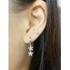imageDouble CZ Flower Dangle Hoop Earrings for Women Silvery Charms Tiny Rhinestone Daisy Flower Bar Drop Dangling Small Hoop Cartilage Stud Tragus Dainty Fashion Earrings Silvery