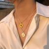 imageLayered Daisy Flower Pendant Necklaces for Women Gold Plated Acrylic Resin White Yellow Sunflowers Shell Pearls Charms Link Choker Chains Adjustable Cute Jewelry