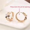 imageRetro CZ Flower Hoop Earrings for Women Rose Gold Black Cubic Zirconia Hypoallergenic Huggie Hoops Dainty Lightweight Earring Wedding Birthday Party