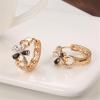 imageRetro CZ Flower Hoop Earrings for Women Rose Gold Black Cubic Zirconia Hypoallergenic Huggie Hoops Dainty Lightweight Earring Wedding Birthday Party