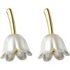 imageAcrylic Flower Dangle Stud Earrings for Women 925 Sterling Silver 14K Gold Plated Hypoallergenic Dainty Tulip Drop Climber Crawler Nickle Free Wedding Birthday Holiday Jewelry Cute Gifts