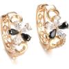 imageRetro CZ Flower Hoop Earrings for Women Rose Gold Black Cubic Zirconia Hypoallergenic Huggie Hoops Dainty Lightweight Earring Wedding Birthday Party