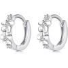 imageSmall CZ Flower Hoop Earrings for Women 925 Sterling Silver Cubic Zirconia Huggie Cute Daisy Flowers Cartilage Hoops Hypoallergenic Elegant Jewelry Dainty Birthday for Mom Daughter