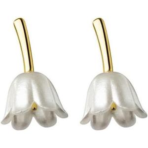 imageAcrylic Flower Dangle Stud Earrings for Women 925 Sterling Silver 14K Gold Plated Hypoallergenic Dainty Tulip Drop Climber Crawler Nickle Free Wedding Birthday Holiday Jewelry Cute Gifts