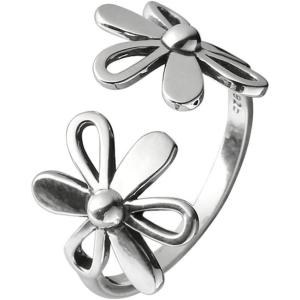 imageDaisy Flower 925 Sterling Silver Adjustable Open Ring for Women Girls Hypoallergenic Expandable Wedding Statement Finger Rings Comfort Fit Dainty Engagement Birthday Mothers Jewelry Gift