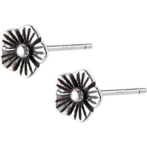 imageTiny Vintage Flower Earrings for Women 925 Sterling Silver Oxidized Mini Small Plum Blossom Flowers Stud Cartilage Tragus Hypoallergenic Post Pin for Piercing Ear Elegant Jewelry 